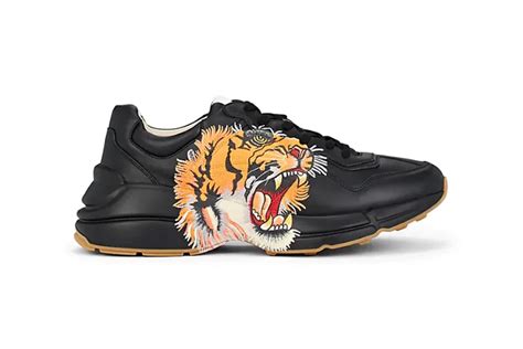 gucci sneakers with tiger head|Gucci rhyton leather sneakers.